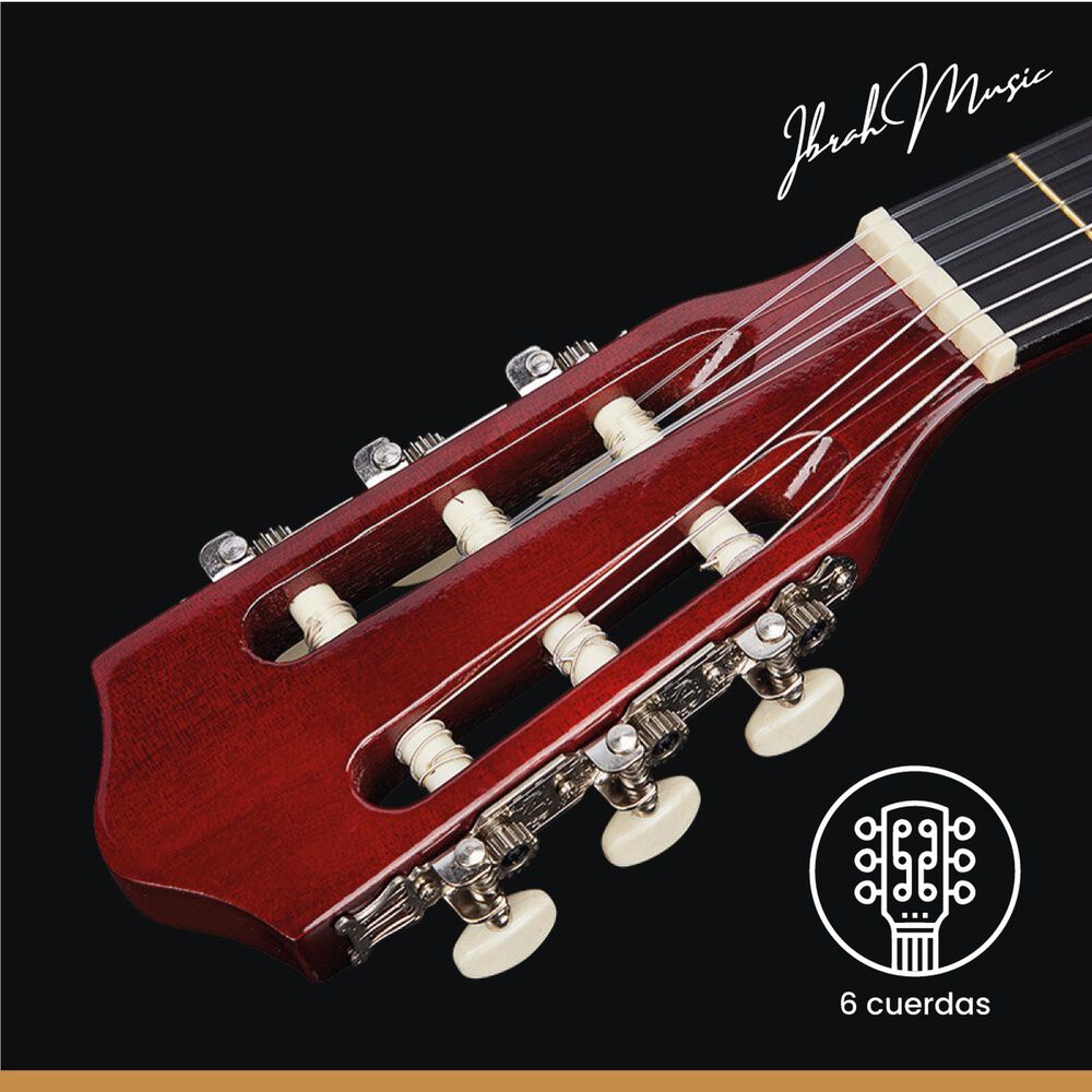 Guitarra Ac&uacute;stica Cl&aacute;sica Ibrah 39 Pulgadas Colores + Funda image number 12.0